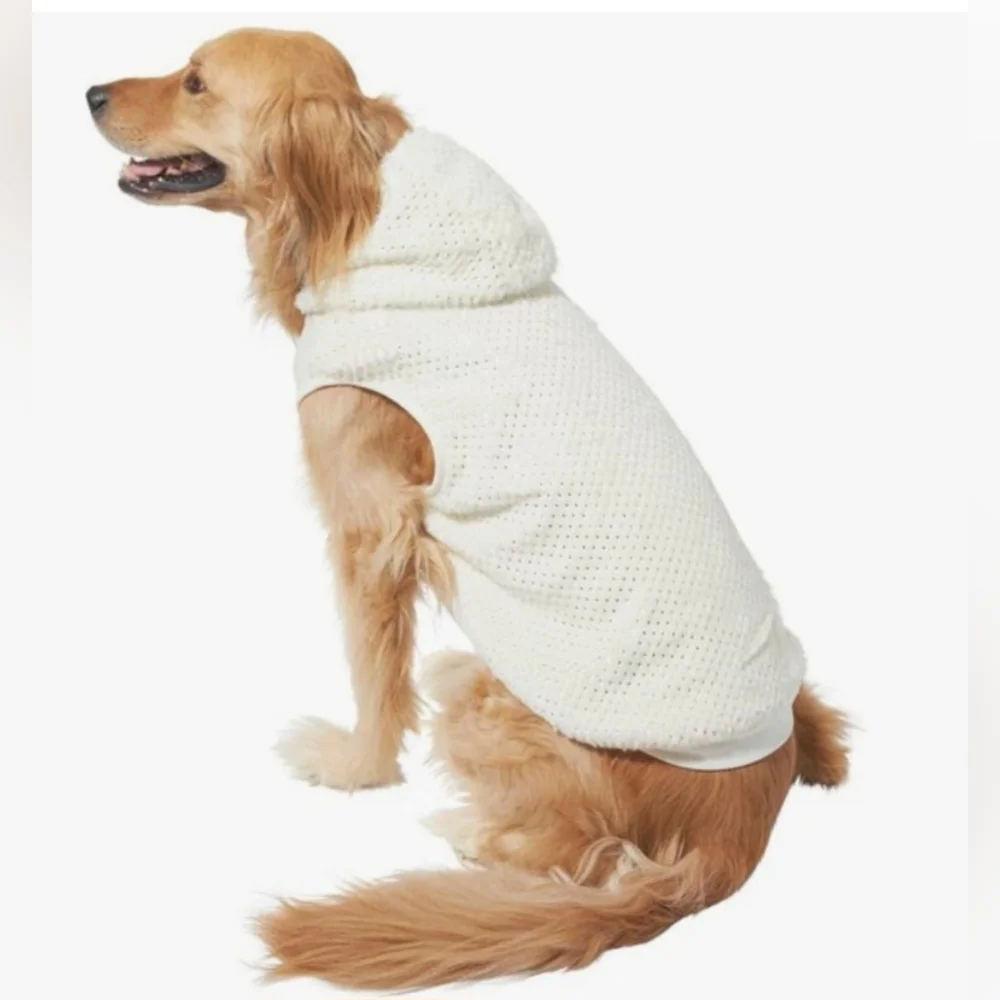 NWT FRISCO Plush Fur Dog Hoodie Ivory White with Gold Specks size X-Large